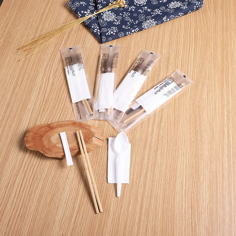Bambus-Familien-Essstäbchen-Set mit Zahnstocher-Serviette, mattiertes Verbundfolien-Set