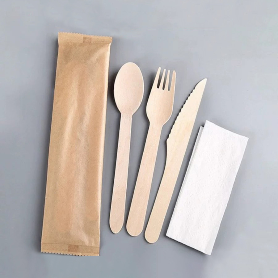 Hersteller von umweltfreundlichem Einweggeschirr, Holzbesteckset, abbaubares Papierfolienset